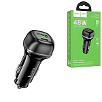 Блок питания автомобильный " Hoco " Z58А Rank чёрный, 3.0А, PD, QC3.0, 48Вт, USB, Type-C, пластик (кабель в комплект не входит)