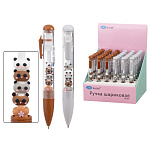 Ручка шариковая автоматическая " Basir " Мишки синяя, 1мм, комбинированный корпус: цветной (ассорти), прозрачная часть корпуса с наполнителем-подвижные фигурки мишки, дисплей