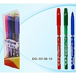 Набор шариковых ручек " Digno " 10цв 0,7мм, цветной тонированный корпус, с серебристым рисунком, пластиковая упаковка
