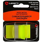 Закладки самоклеящиеся " Lamark " 44*24мм, 1цв*20л (желтый), неон пластик, пластиковый диспенсер