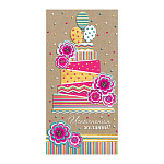 Конверт для денег " Мир открыток " 2-23 Без названия- Исполнения желаний! Торт, 168*83мм, фольга, крафт