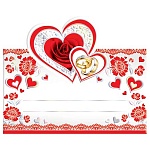 Банкетная карточка свадебная  " Мир открыток " 4-07 Алая роза, 156*93мм, фольга