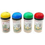 Зубочистки " KWELT " деревянные 100шт, пластиковая баночка с поворотной крышкой