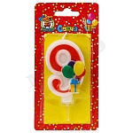 Свеча для торта цифра " Миленд " Веселый праздник 9, красная, 14*6,5*1см, картонный блистер, европодвес