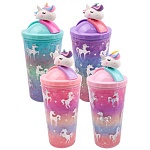 Стакан с трубочкой " Миленд " 450мл, Единорог из сказки, ассорти
