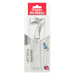 Свеча для торта цифра " KWELT " 7, серебряная, 3*5*0,5см, на палочке, картонный блистер 5,7*16,5*1см, европодвес