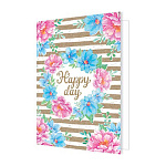 Бирка для букетов и подарков " Мир открыток " 2-70 Голубые и розовые цветы, 115*85мм