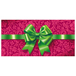 Конверт для денег " Мир поздравлений " 410 Без названия- Зеленый бант на розовом, 168*84мм, глянцевый УФ-лак, без текста