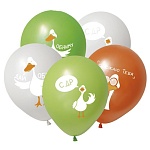 Шар латексный с рисунком " Браво " 12"/30см С Днем рождения! Гусь, ассорти из 3 цветов, 3 дизайна