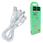 Кабель сетевой USB - Lightning, Type-C, micro USB " Hoco " X1 Rapid белый, круглый, 1м, 2,4А, силикон