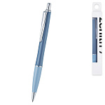 Ручка подарочная шариковая автоматическая " Zenith " 7 Mist blue, черная, 0,7мм, цвет корпуса- синий туман, материал корпуса- ABS-пластик, клип из хромированной нержавеющей стали, картонная упаковка, европодвес