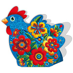 Упаковка для подарка " Мир поздравлений " 910 Пасха- Коробочка, петушок синий в цветах, 120х115мм, УФ-лак глянцевый, картон