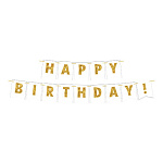 Гирлянда " Мир открыток " 8-15 Happy Birthday! Белая, длина 3м 50см, блестки золотые