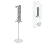 Свеча для торта цифра " KWELT " 1, серебро, 2*4*0,5см, на палочке с подставкой, пластиковая упаковка 9,5*3*1см, европодвес