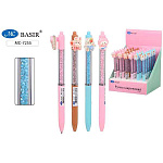 Ручка шариковая автоматическая " Basir " Животные, синяя, 0,5мм, поворотный механизм, комбинированный корпус: цветной (ассорти), прозрачная часть корпуса с наполнителем-цветные стразы, клип с насадкой - ассорти, картонный дисплей