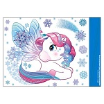 Наклейка " Открытая планета " 500 Новогодняя- Снежный единорог, ПВХ, 158*220мм