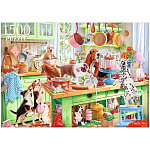 Пазлы " Рыжий кот " 1500элементов Компания собак на кухне 85*58см, картонная упаковка 35,5*23,9*5,4см