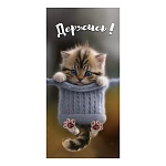 Конверт для денег " Праздник " 410 Держись! Котенок, 168*84мм, глянцевый УФ-лак, текст