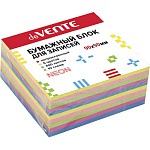 Блок бумаги " deVente " 9*9*4см 400л неон 5 цветов (зеленый, оранжевый, малиновый, розовый, желтый), непроклеенный, 10 слоев