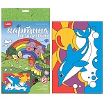 Картина по номерам " Lori " 20*28,5см Веселые картинки. Радостный дельфин, состав набора: основа на картоне с контуром, краски, кисть, палитра, инструкция, картонная упаковка, европодвес