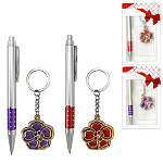 Набор подарочный " KWELT " 2в1 ручка шариковая автоматическая, синяя, брелок, ассорти (без возможности выбора дизайна), пластиковая упаковка, европодвес