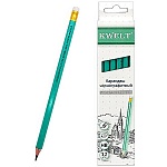 Карандаш ч/гр " KWELT " HB с ластиком, шестигранный, пластиковый, цвет корпуса - зеленый, заточенный, картонная упаковка, европодвес
