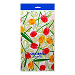 Скатерть одноразовая " Интерпак " 120*180см, 35мкм, ПВД, Солнечные тюльпаны, пакет, европодвес