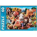 Пазлы " Рыжий кот " 60элементов Забавные животные №6 33,0*23,7см, картонная упаковка 17,3*52,9*3,7см