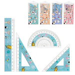 Набор чертежный МАЛЫЙ 4 предмета: линейка 15см, 2 угольника 45°*45°*90°/10см, 30°*60°*90°/10см, транспортир 180°/10см, пластик цветной, ПВХ-конверт на кнопке, европодвес, Лапки, ассорти, " Basir "