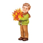 Плакат фигурный " Империя поздравлений " 933 А3 Мальчик с листьями, без отделки