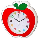 Часы настенные " KWELT " детские Яблоко d=26см, красные, батарейки в комплект не входят, картонная упаковка  28,5*28,5*4,5см