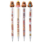 Карандаш механический " Mazari " Capybara, 0,7мм, пластиковый, цветной корпус с рисунком, резиновый наконечник- капибара, пластиковый клип, ассорти, дисплей