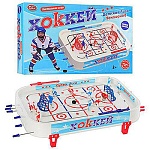 Игра настольная " Хоккей " 50*32см, в наборе: фигурки хоккеистов-12шт, вратарь-2шт, шайбы-2шт, счетное табло-2шт, ворота-2шт, пластиковые ручки-12шт, наклейки, картонная упаковка 58*34*7см,