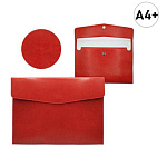 Папка кожзам " KWELT " А4+ (33,5*24*0,3см) красная, на магнитной кнопке, прошивка по периметру
