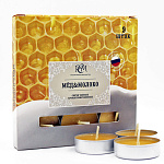 Свеча чайная ароматизированная " РСМ " 9шт Молоко и Мед, 39*12,5мм время горения 3-4часа, картонная упаковка