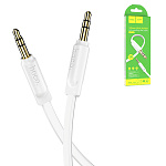 Кабель Aux Jack 3,5mm - Jack 3,5mm " Hoco " Upa16 белый, плоский, 1м, силикон