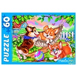 Пазлы " Рыжий кот "  60элементов Забавные корги №3 33*23,7см, картонная упаковка 18*12,7*3,5см
