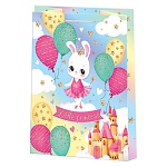 Пакет бумажный " Мир открыток " 32,7*26*13,5см Зайка с шариками, ламинированный