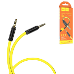 Кабель Aux Jack 3,5mm - Jack 3,5mm " Hoco " Upa16 желтый, плоский, 1м, силикон