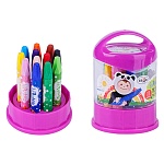 Мелки масляные " Гамма " Малыш 12цв, шестигранные, длина 75мм, пластиковый стакан-подставка