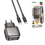 Зарядное устройство сетевое " Borofone " BAS53A Absolute, чёрное, 3,0А, PD, QC3.0, FCP, AFC, 20Вт, Type-C, пластик, кабель Type-C-Type-C, 1м