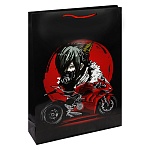 Пакет бумажный " Миленд " 26,4*32,7*13,6см Красный мотоцикл, ламинированный