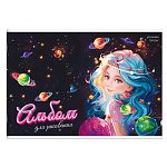 Альбом А4 24л " Феникс " Красавица, на скобе, обложка- мелованная бумага, тиснение фольгой, блок- офсет 100г/м2