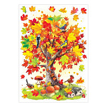 Наклейка " Праздник " 502 А3 Осенний клён, двусторонняя, УФ-лак глянцевый, белила