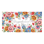 Конверт для денег " Мир открыток " 2-17 Поздравляем! Яркие цветы, 165*85мм, фольга- золото, пластизоль, текст