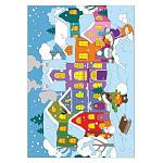 Картина по номерам Новогодняя " Lori " 20*30см Снежный двор, состав набора: холст с контуром на подрамнике, краски, кисть, палитра, инструкция, картонная упаковка