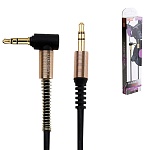 Кабель Aux Jack 3,5mm - Jack 3,5mm " FaisOn " Hupa02 черный, круглый, боковой, 1м, силикон