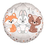 Шар фольгированный " Браво " 18"/46см Круг Волшебный лес, животные