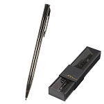 Ручка подарочная шариковая автоматическая " Bruno Visconti " Palermo синяя 0,7мм, толщина письма- 0,5мм, поворотный механизм, корпус- нержавеющая сталь, покрытие soft touch, цвет корпуса вороненая сталь, металлический наконечник, металлический клип, подар