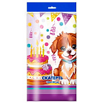 Скатерть одноразовая " Интерпак " 120*180см, 35мкм, ПВД, Пушистики, пакет, европодвес